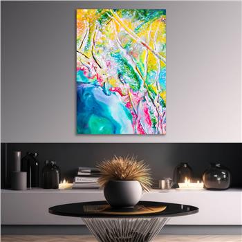 Dikey Sanat Temalı Cam Tablo 405