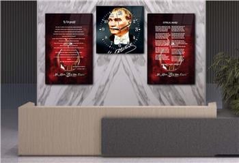 İSTİKLAL MARŞI EY TÜRK GENÇLİĞİ MUSTAFA KEMAL ATATÜRK GÖRSELLİ CAM TABLO CAM SAAT SETİ 
