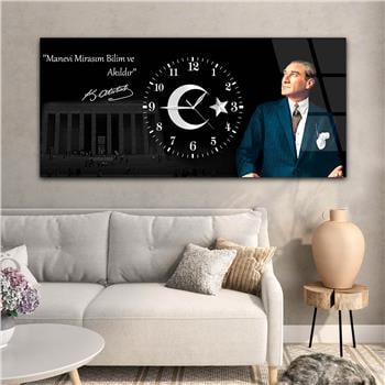 Tableau en verre sur le thème de la nation avec horloge centrale horizontale  021