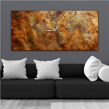 Yatay Saatli Ortadan Vatan Temalı Cam Tablo 107