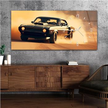 Yatay Saatli Yandan Sanat Temalı Cam Tablo 279