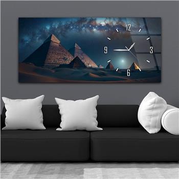 Yatay Saatli Yandan Sanat Temalı Cam Tablo 268