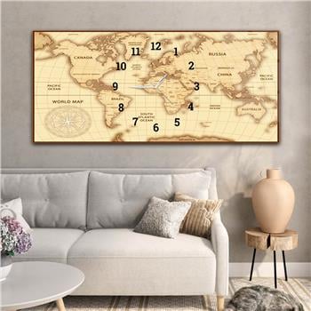 Yatay Saatli Ortadan Vatan Temalı Cam Tablo 088