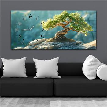 Yatay Saatli Yandan Sanat Temalı Cam Tablo 384