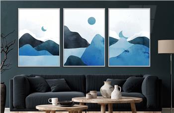 Alüminyum Çerçeveli Sanat Temalı 3lü Set CAM Tablo 0022