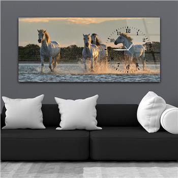 Horizontal bedrucktes Glas mit Kunst und Naturthema und einer Uhr an der Seite 075