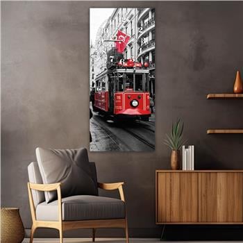 Dikey Üstten Saatli Sanat Temalı Cam Tablo 001