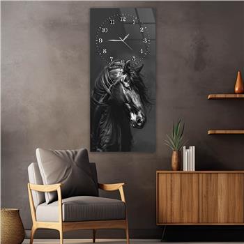 Dikey Üstten Saatli Sanat Temalı Cam Tablo 099