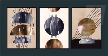 Alüminyum Çerçeveli Sanat Temalı 3lü Set MDF Tablo 0012