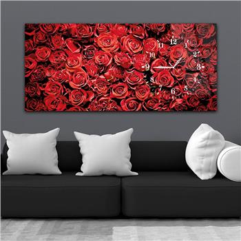 Horizontal bedrucktes Glas mit Kunst und Naturthema und einer Uhr an der Seite 078