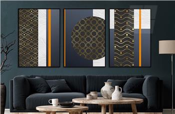 Alüminyum Çerçeveli Sanat Temalı 3lü Set CAM Tablo 0057