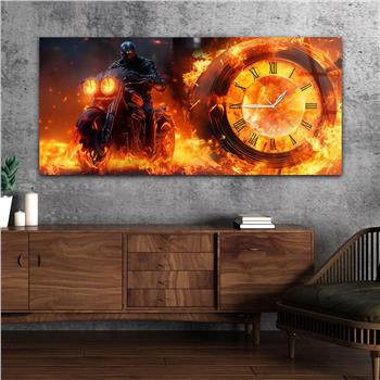 Yatay Saatli Yandan Sanat Temalı Cam Tablo 265