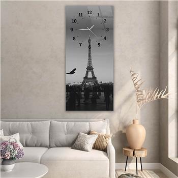 Dikey Üstten Saatli Sanat Temalı Cam Tablo 021