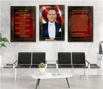  3lü Set VatanTemalı Cam Tablo 34