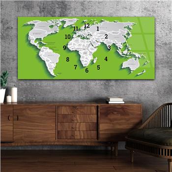 Yatay Saatli Ortadan Vatan Temalı Cam Tablo 090