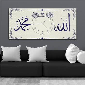 Tableau en verre à thème religieux avec horloge centrale horizontale  056