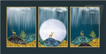 Alüminyum Çerçeveli Sanat Temalı 3lü Set MDF Tablo 0042