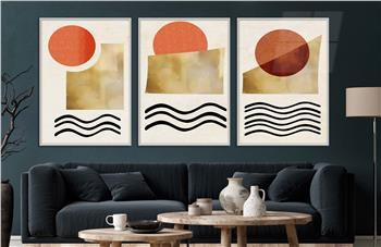 Alüminyum Çerçeveli Sanat Temalı 3lü Set CAM Tablo 0033