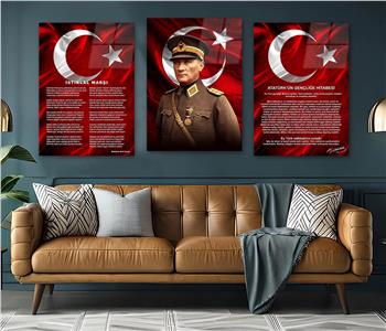  3lü Set VatanTemalı Cam Tablo 35