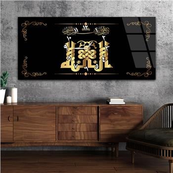 Tableau en verre à thème religieux avec horloge centrale horizontale  057