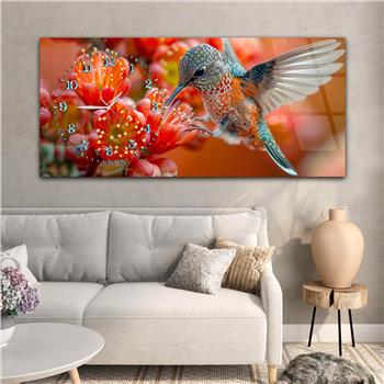 Yatay Saatli Yandan Sanat Temalı Cam Tablo 370