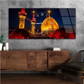 Tableau en verre à thème religieux avec horloge centrale horizontale  040