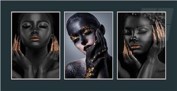 Alüminyum Çerçeveli Sanat Temalı 3lü Set MDF Tablo 0072