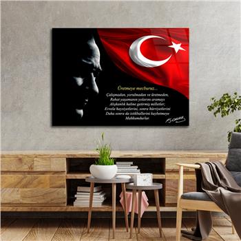 Yatay Vatan Temalı Cam Tablo 173