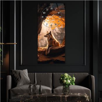 Dikey Üstten Saatli Sanat Temalı Cam Tablo 104