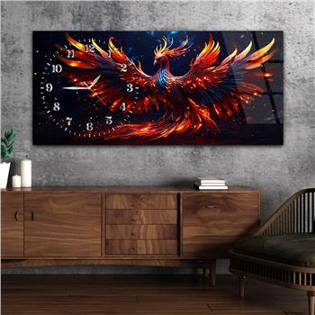 Yatay Saatli Yandan Sanat Temalı Cam Tablo 295