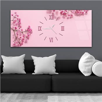 Yatay Ortadan Saatli  Sanat ve Doğa Temalı Cam Tablo 089