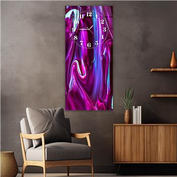 Dikey Üstten Saatli Sanat Temalı Cam Tablo 014