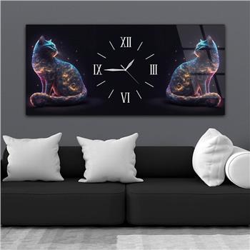 Horizontaal, in Het Midden Voorzien Van Een Klok, Kunst En Natuur Thema Gehard Glasschilderij 076