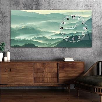 Horizontal bedrucktes Glas mit Kunst und Naturthema und einer Uhr an der Seite 096