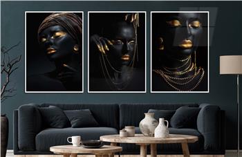 Alüminyum Çerçeveli Sanat Temalı 3lü Set CAM Tablo 0074