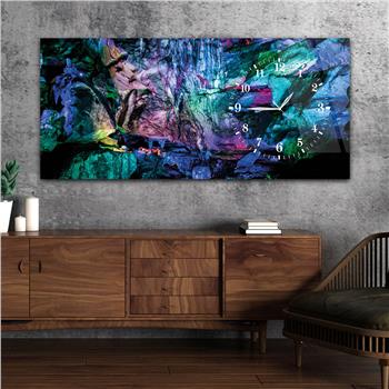 Horizontal bedrucktes Glas mit Kunst und Naturthema und einer Uhr an der Seite 036