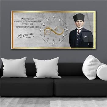 Tableau en verre sur le thème de la nation avec horloge centrale horizontale  030