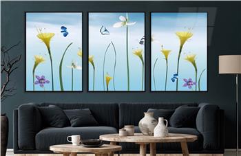 Alüminyum Çerçeveli Sanat Temalı 3lü Set CAM Tablo 0068