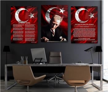  3lü Set VatanTemalı Cam Tablo 36