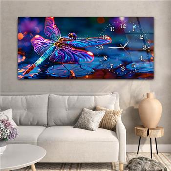 Yatay Saatli Yandan Sanat Temalı Cam Tablo 291