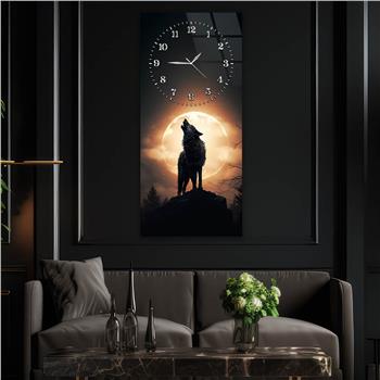 Dikey Üstten Saatli Sanat Temalı Cam Tablo 103