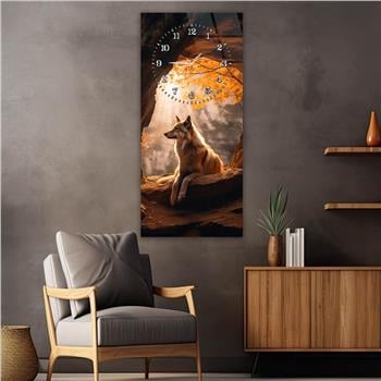 Dikey Üstten Saatli Sanat Temalı Cam Tablo 104