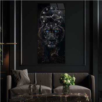 Dikey Üstten Saatli Sanat Temalı Cam Tablo 085