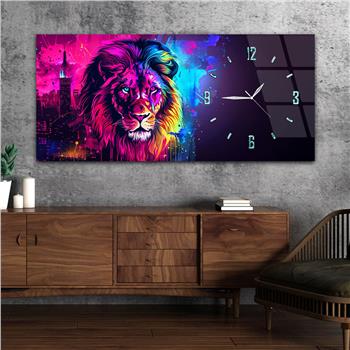 Yatay Saatli Yandan Sanat Temalı Cam Tablo 327