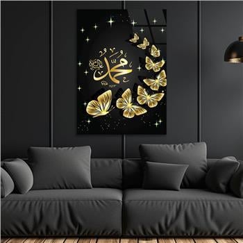 PEYGAMBER EFENDİMİZ S.A.V İSMİ YAZILI CAM TABLO 