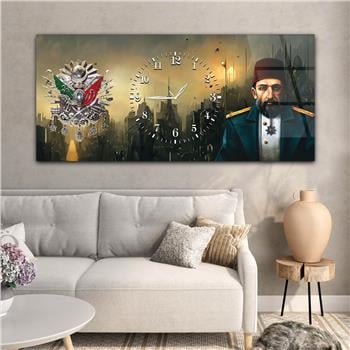 Horizontal bedrucktes Glas mit Nationenthema und einer Uhr in der Mitte 074