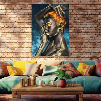 Dikey Sanat Temalı Cam Tablo 420