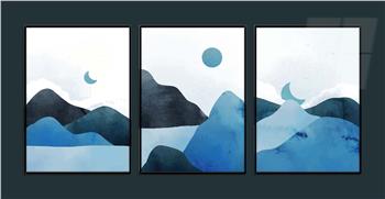 Alüminyum Çerçeveli Sanat Temalı 3lü Set MDF Tablo 0022