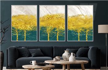 Alüminyum Çerçeveli Sanat Temalı 3lü Set CAM Tablo 0035