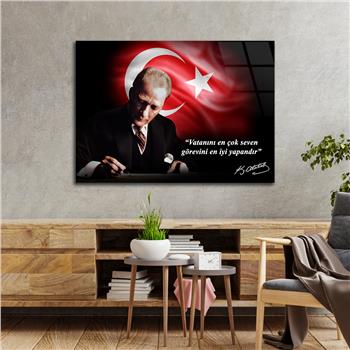 Yatay VatanTemalı Cam Tablo 131